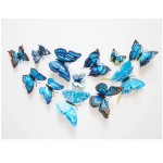 Fluturi 3D cu magnet, dubli, decoratiuni casa sau evenimente, set 12 bucati, albastru, A10